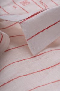 Linho Branco com Listras Vermelhas - Imagem 4
