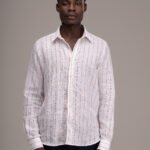 Linho Branco com Listras Vermelhas