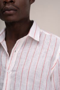 Linho Branco com Listras Vermelhas - Imagem 5